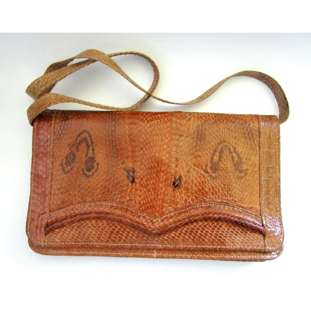 Vintage MCM Snakeskin Leather/Suede Thailand Clutch Purse with Detachable Strap